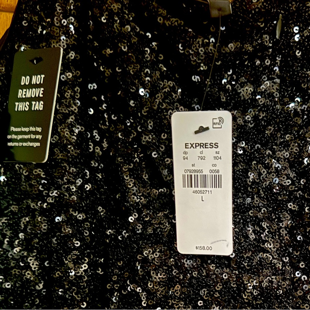 Brand New - Black Sequins Halter Jumpsuit, Size Large